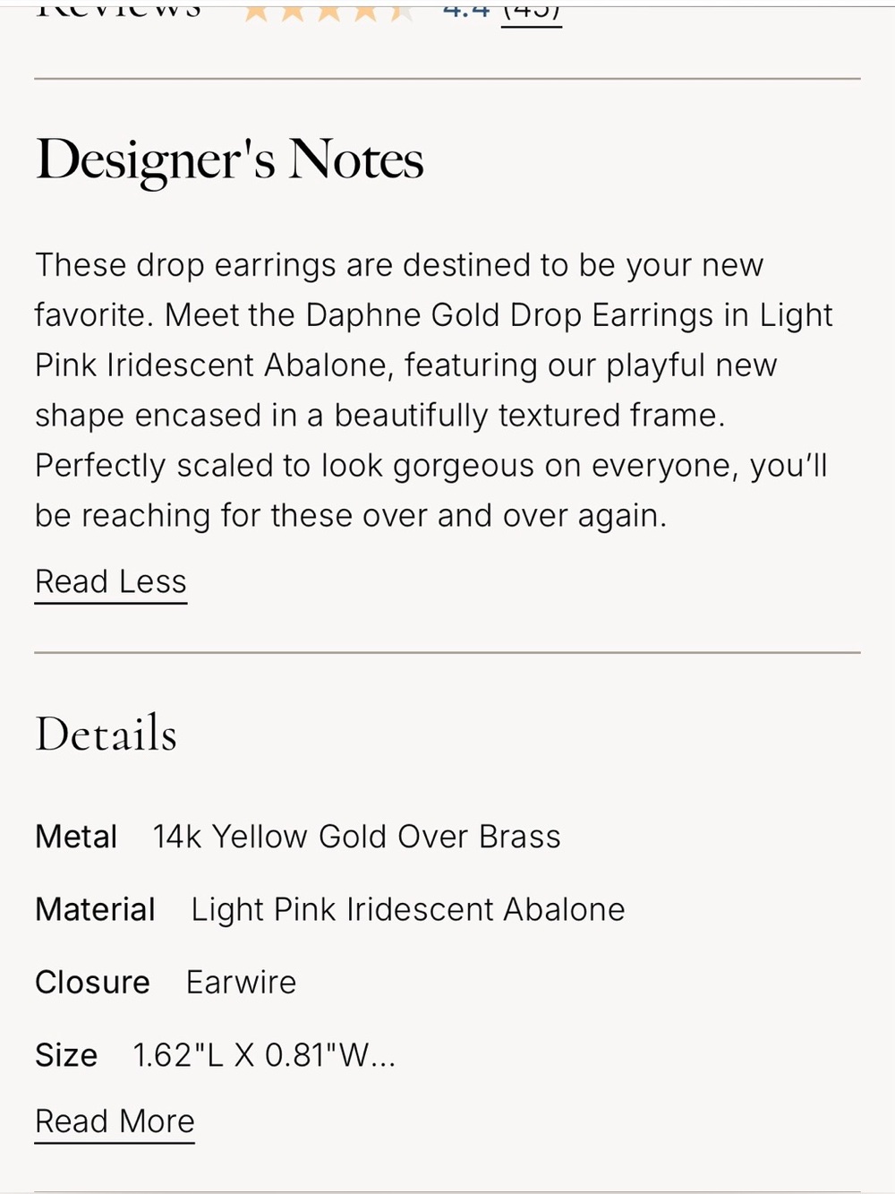 Kendra Scott Light Pink Iridescent Abalone Gold Drop Earrings - Picture 3 of 4